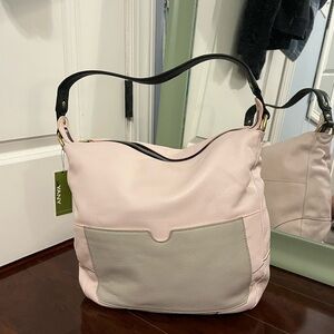 orYANY "Adele" Pebbled Leather in Pink/ Gray Shoulder Bag